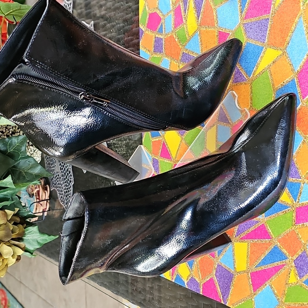 BRAND NEW BLACK PATENT ANKLE BOOTS
